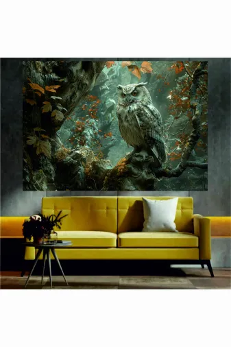 HOMEARTHS SKDT2500012 Baykuş Temalı Sanatsal Dekoratif Duvar Tablosu