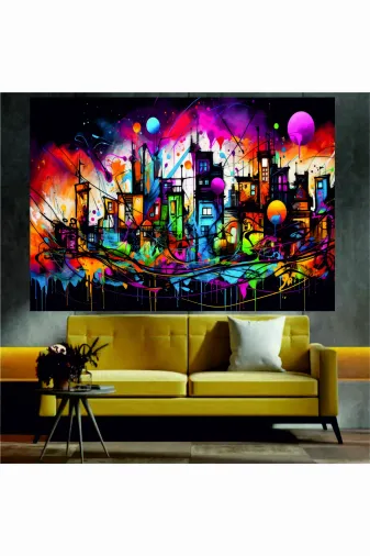HOMEARTHS SKDT2500043 Şehir Manzaralı Sanatsal Dekoratif Duvar Tablosu