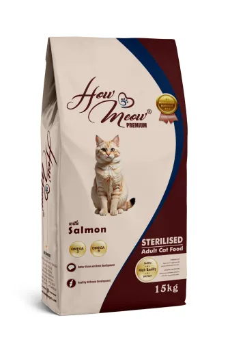 how&meow 4mamareyonu-15 How Meow Kisirlaştirilmiş Yetişkin Kedi Kuru Mamasi Somonlu 15 Kg