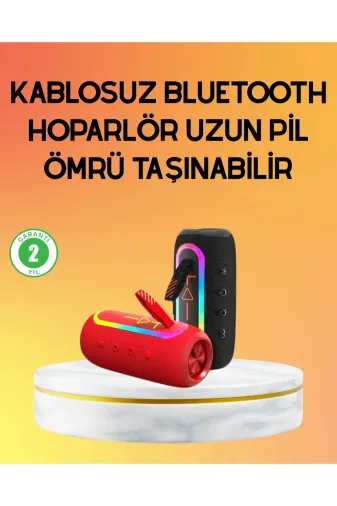 Hsc bilişim klt8912733107098 Yüksek Ses Kaliteli Kablosuz Hoparlör Led Işıklı
