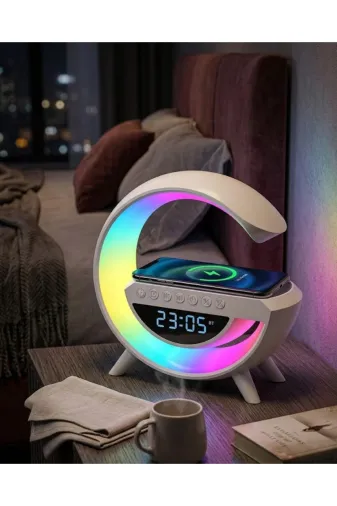 Hsc bilişim klt8912733160963 Rgb Işıklı Kablosuz Şarjlı Bluetooth Hoparlör Saat Ve Alarm Özellikli