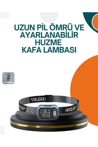 Hsc bilişim klt8912733235180 Type C Şarjlı Led Kafa Lambası Güç Göstergeli 53 Modlu