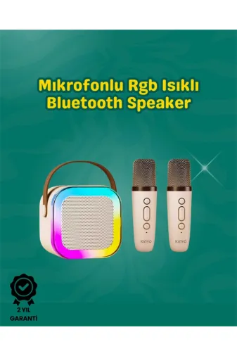 Hsc bilişim klt8912733248975 İki Mikrofonlu Renkli Led Işıklı Karaoke Cihazı
