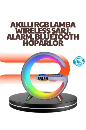 Hsc bilişim klt8912733253351 15W Hızlı Kablosuz Şarj Destekli Çok Fonksiyonlu Akıllı Masa Lambası