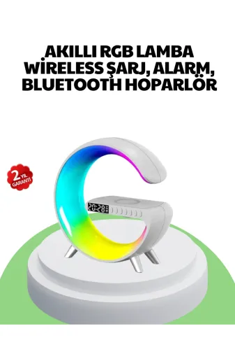 Hsc bilişim klt8912733331431 Bluetooth Hoparlörlü Rgb Atmosfer Lambası Kablosuz Şarj Ve Saat Özellikli