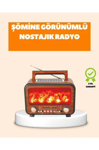 Hsc bilişim klt8912733608083 Şömine Alev Işıklı Solar Bluetooth Hoparlör – 7W Güçlü Ses, Fm Radyo