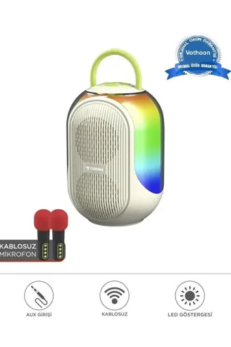 Hsc bilişim klt8912733672480 Bluetooth Hoparlör Çift Mikrofonlu Kablosuz Parti Speaker Beyaz