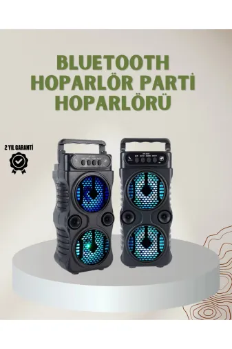 Hsc bilişim klt8912733787245 1200 Mah Şarjlı Led Işıklı Bluetooth Hoparlör – Fm Radyolu, Hafıza Kart Destekli