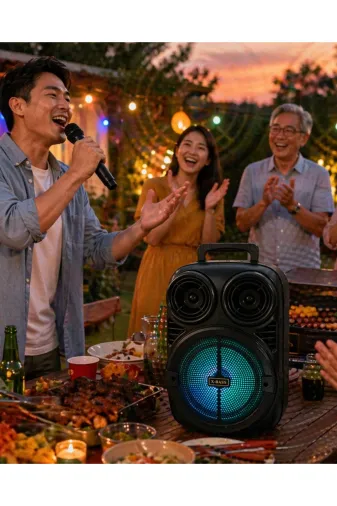 Hsc bilişim klt8912733848380 Rgb Işıklı Bluetooth Karaoke Hoparlör Mikrofonlu Usb Tf Kart Destekli Taşınabilir Speaker