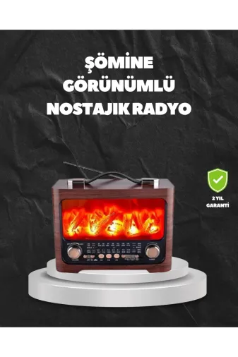 Hsc bilişim klt8912733969443 Solar Şarjlı Şömine Işıklı Bluetooth Hoparlör – Radyo, Usb, Tf Kart Destekli