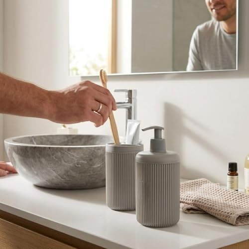 ideal standart 57855210124361280184975 İkili Sabunluk Seti - Modern Banyo Ve Mutfak Tezgah Üstü Seti - Sıvı Sabunluk Ve Losyon Şişesi - Paslanmaz Pompalı 2&apos Li Set-Bej Renk-Modern Şık Tasarım 000 Açık Krem
