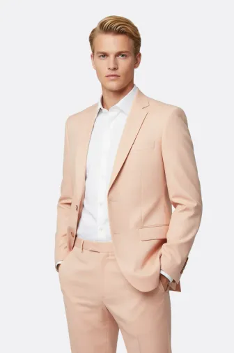 İki Parça Slim Fit Tek Düğmeli Yavruağzı Erkek Takım Elbise - Wessi