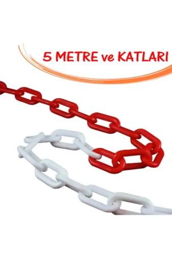 İlgi Trafik af106 5 Metre Kırmızı Beyaz Plastik Trafik Zinciri Otopark Hizalayıcı Zincir