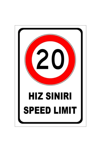 ilgi trafik market Türkçe İngilizce Hız Sınırı 20 Km İşareti Levhası Etiketi Sembolü Pf1769-V-E-N-A5