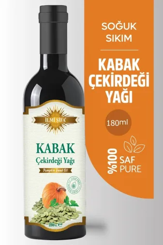 İLMİ ŞİFA Kabak Çekirdeği Yağı 180 Ml Soğuk Sıkım %100 Saf Kabak Çekirdeği Yağı