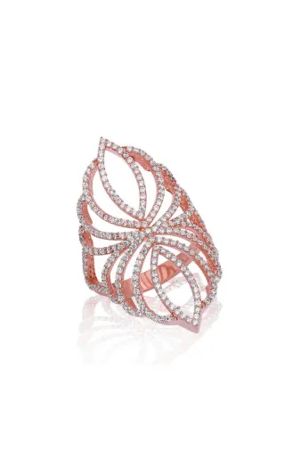 INFİVENTO INF-LR2230121 Nidam Butik Gümüş Rose Zirkon Taşlı Yüzük