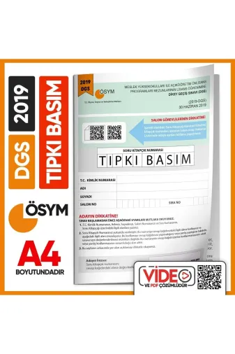 İnformal Yayınları DGSTIPKI2019 2019 Dgs Sayısal-Sözel Ösym Tıpkı Basım Çıkmış Soru Deneme Kitapçığı (Video Çözümlü Türkiye Geneli)