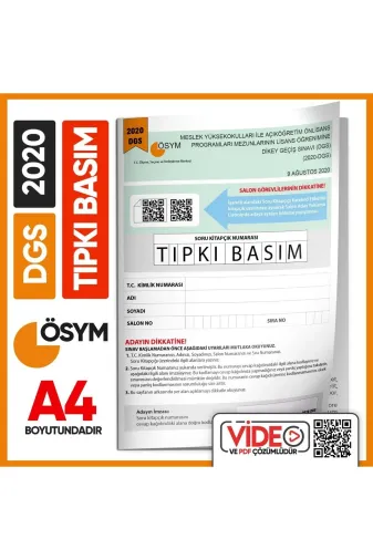İnformal Yayınları DGSTIPKI2020 2020 Dgs Sayısal-Sözel Ösym Tıpkı Basım Çıkmış Soru Deneme Kitapçığı (Video Çözümlü Türkiye Geneli)