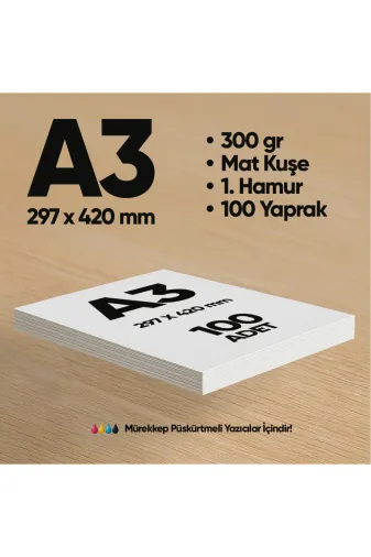 İnformal Yayınları İnfcopyA3-300grFOTO100PKmat İnformal Baskı Kağıdı Premium Kalite A3 300 Gr Parlak Kuşe(Mürekkep Püskürtmeli Için) 100 Adet 1.hamur