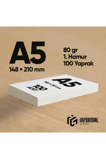 İnformal Yayınları İnfocopyA5-FOTO100 İnformal Fotokopi Kağıdı Premium Kalite A5 80 Gr 100 Yaprak 1. Hamur
