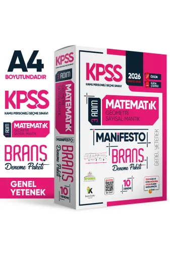 İnformal Yayınları KPSSMATMANİFESTODNM4044 2026 Kpss Matematik 3 Adım Manifesto Branş Deneme Paketi 10Lu Dijital Çözümlü (Sayısal Mantık Dahil)