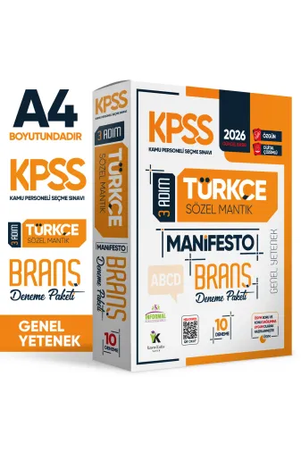 İnformal Yayınları KPSSTURKCEMANİFESTO4044 2026 Kpss Türkçe 3 Adım Manifesto Branş Deneme Paketi 10Lu Dijital Çözümlü (Sözel Mantık Dahildir)