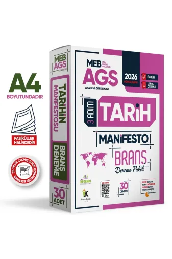 İnformal Yayınları MEBAGSTarih30luMAN 2026 Meb-Ags 3 Adım Tarih Manifesto Branş Denemesi 30Lu Fasikül Seti Özgün Dijital Çözümlü