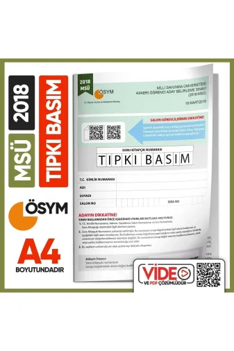 İnformal Yayınları MSUTIPKI2018 2018 Msü Ösym Tıpkı Basım Çıkmış Soru Deneme Kitapçığı (Video Çözümlü Türkiye Geneli)