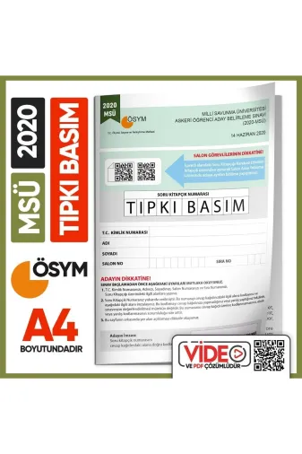 İnformal Yayınları MSUTIPKI2020 2020 Msü Ösym Tıpkı Basım Çıkmış Soru Deneme Kitapçığı (Video Çözümlü Türkiye Geneli)