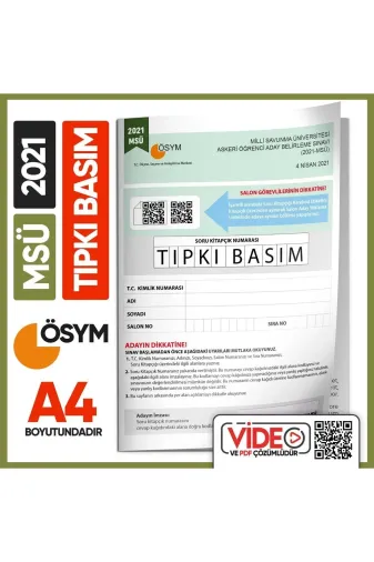 İnformal Yayınları MSUTIPKI2021 2021 Msü Ösym Tıpkı Basım Çıkmış Soru Deneme Kitapçığı (Video Çözümlü Türkiye Geneli)