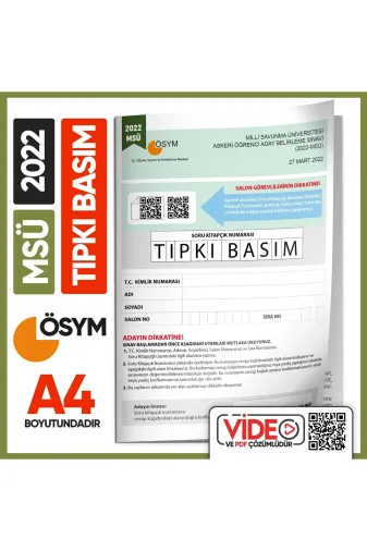 İnformal Yayınları MSUTIPKI2022 Msü 2022 Ösym Tıpkı Basım Çıkmış Soru Türkiye Geneli Dijital Çözümlü Deneme Kitapçığı