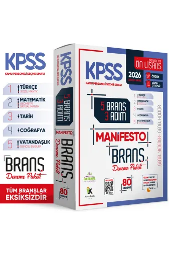 İnformal Yayınları TYCF40NQPN170723223944646 2026 Kpss Ön Lisans - Ortaöğretim 3 Adım 5Li Manifesto Dijital Çözümlü Branş Deneme Seti