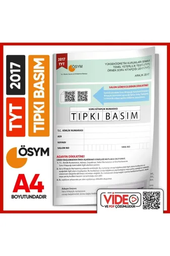 İnformal Yayınları TYTTIPKI2017 2017 Yks-Tyt (Örnek) Ösym Tıpkı Basım Çıkmış Soru Deneme Kitapçığı (Video Çözümlü Türkiye Geneli)