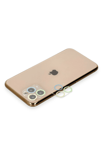iPhone 11 Pro Max Renkli Kamera Lens Koruma Cam - Yeşil-Sarı