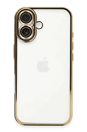 iPhone 16 Plus Kılıf Lensli Silikon - Gold