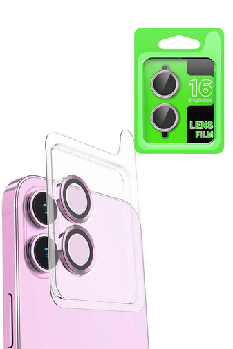 iPhone 16 Plus Raze Metal Kamera Lens - Pembe