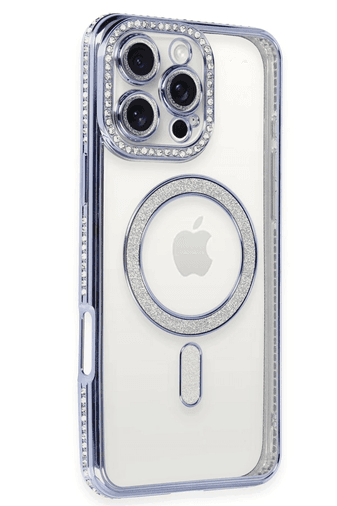 iPhone 16 Pro Max Kılıf Joke Simli Magneticsafe Kılıf - Mavi