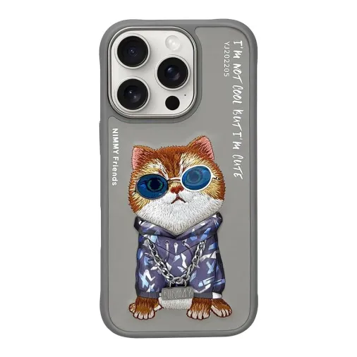iPhone 16 Pro Max Uyumlu 3D Gözlük Dolar Zincir Köpek Nakış İşlemeli Kabartmalı Cool Glasses Kılıf