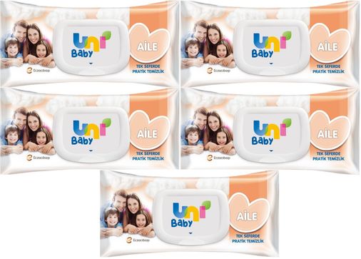 Islak Havlu Mendil 90 Yaprak Aile (5 Li Set) 450 Yaprak Plastik Kapaklı