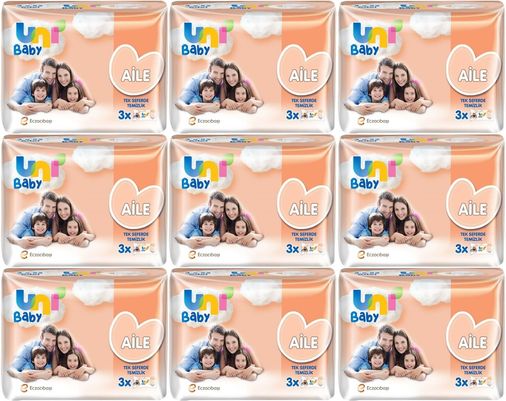 Islak Havlu Mendil Aile 52 Yaprak (27 Li Set) 1404 Yaprak (9PK*3)