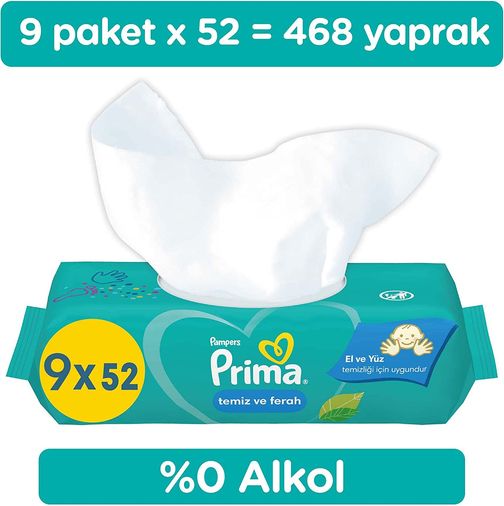 Islak Havlu Mendil Temiz ve Ferah (Bitki Bazlı) 9 Lu Set (3PK*3) 468 Yaprak