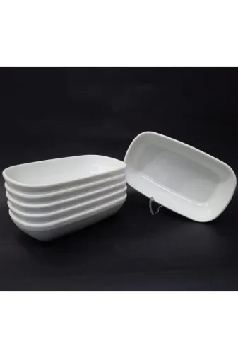 İstoç Türk abn-2021--05--31--01 12 Adet Beyaz Melamin Kayık Tabak 13X8Cm Miniboy Kahvaltı Tabağı Günübirlik Hesaplı Meze Çerez Soslu
