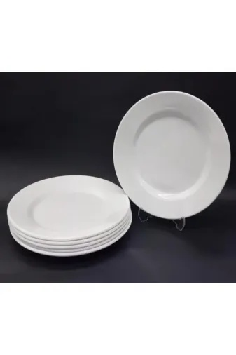 İstoç Türk es-2021--10--03--03 12 Adet Beyaz Melamin Tatlı,pasta Tabağı 19Cm Sığ Tabak Günlük Kullanım Için Hesaplı Kase Altı