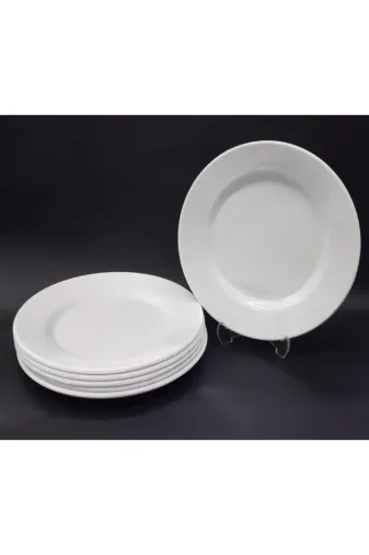 İstoç Türk es-2021--11--03--01 12 Adet Beyaz Melamin Tatlı,pasta Servis Tabağı 21Cm Sığ Tabak