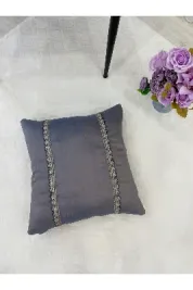 İthal Ipek (SİLK) Kırlent Yastık Kılıfı Kordonlu 45x45 Mor