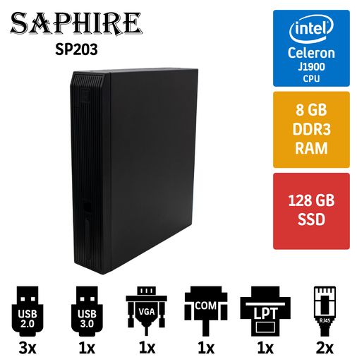 Jetway SP203 J1900 8GB 128SSD  Mini PC