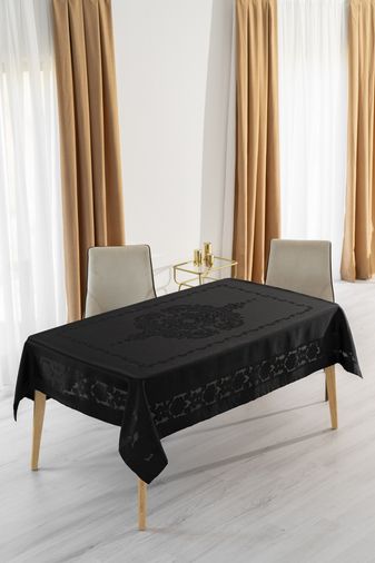 Jumbo Jakar Siyah Sıvı Geçirmez Kumaş Pano 8-10-12 Kişilik Masa Örtüsü (160x220)