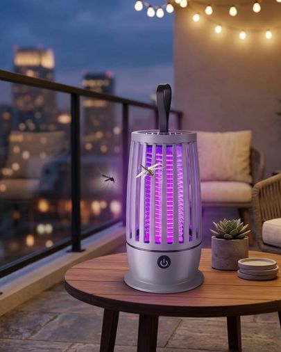 just cheap store 123625983 Elektrikli Böcek Öldürücü Uv Işıklı Gece Lambası Sessiz Çalışan Geniş Alan Etkili Açık Gri