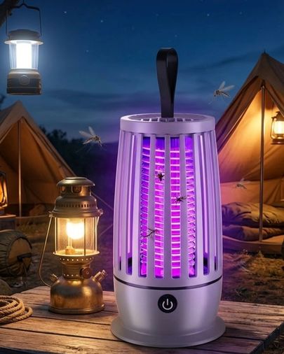 just cheap store 123626993 Uv Mor Işık Elektrikli Sivrisinek Tuzak Lamba Sessiz Çalışma Gece Aydınlatmalı Açık Gri