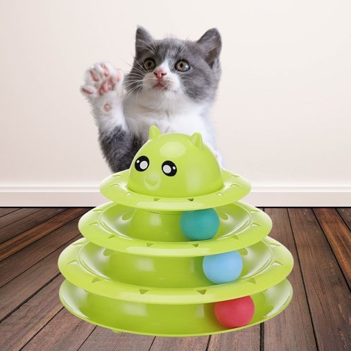 just cheap store 124519972 Tower Of Tracks Eğlenceli Üç Katlı Kedi Oyuncağı Seti Kedi Oyunu 4741 Açık Mavi